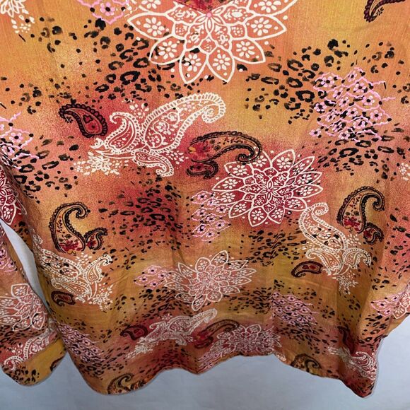 Wrangler Women’s Ruby Red Snap Shirt Size Medium Orange Floral Western Rodeo - Picture 12 of 12